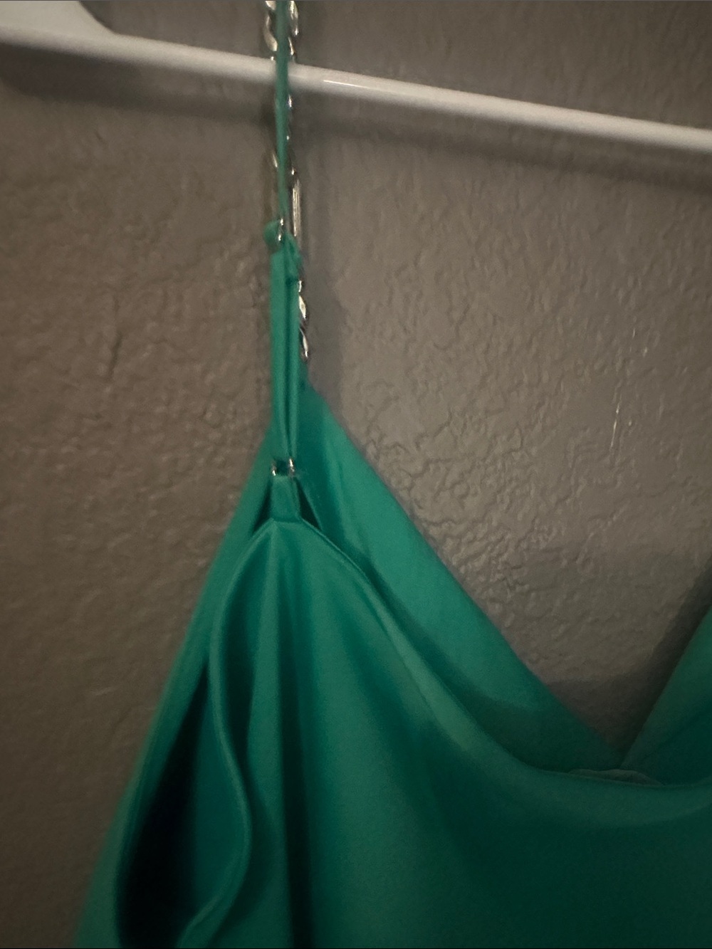 KARL LAGERFELD Emerald Green Cowl Neck Camisole with Chain Straps - Picture 8 of 8